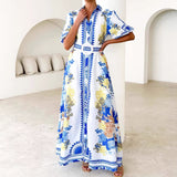 Casual Fashion Print Collar Women's Dress Dress Dress In Summer 2025