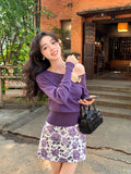 Fongt Xixi 2025 Spring New Ins Temperament Shoulder Wool Bottom Shirt Long-Sleeved Knitwear Women's Top 25149