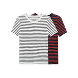Fongt Homemade New Women's Classic Fashion Short Sleeve Striped Knitted T-Shirt 3519020