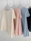 Fongt Folding Irregular Short-Sleeved Women's T-Shirt Small Design Folding Top Dress Girl Summer Lazy Wind