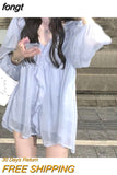 Women Elegant Ruffles Leisure Solid Newest Chiffon Fashion Two-piece Daily Design Popular Cozy Basic Teens Vintage