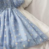 Sleeve Dresses Women S-3XL Princess Temper Sweet Girliah Embroidery Temper Aesthetic Korean Fashion Summer Vintage