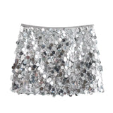 Fongt Women's Autumn New Temperament Light Sexy Party Shiny Squin Mini Skirt Y2K