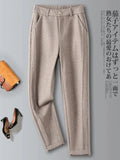 Cloth Women's Pants Herringbone High-waisted Warm Harem Pants 2023 Autumn/Winter New Loose Thickened Woolen Black