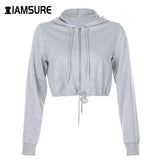 Korean Fashion Streetwear Outfits Cropped Sweatshirts 2020 Autumn Long Sleeve Solid Casual Zipper Up Women's