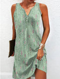 Fongt Summer Wish Casual Wind A-Shaped Dress Sleeveless Vest V-Neck Dress Woman