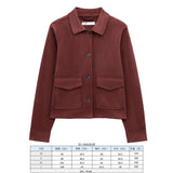 Fongt Pocket Women's Texture Collar Coat Effect Velvet Face 2025 Long Sleeve Single Row Buckle Spring