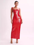 Fongt Women's Dress Glide Evening Dress Sexy Bare Back Sling Dress 8068