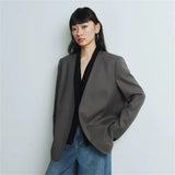 Fongt Suit Spring And Autumn New Cushion Shoulder Leisure Fashion Temperament Slim Thin Professional Gray Small Suit Jacket