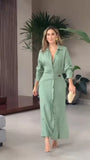 Fongt 2025 New Solid Color Long-Sleeved Shirt Dress Temperament Elegant Commute