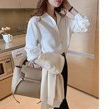 Fongt Shirt Women's 2025 Spring And Autumn Korean Edition Design Small Size Loose-Fitting Professional Suit With A Back-Down Shirt Chiffon