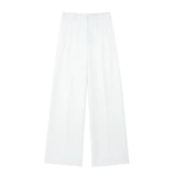 Fongt New Women's Folding Decoration High-Waist Wide Leg Pants Leak Back Hanging Neck Vest