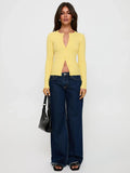 Fongt New Women's Sexy Cardigan Street Long-Sleeved Top Solid Color Cardigan Knitwear