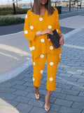Piece Sets ZANZEA Fashion Polka Dot Printed Pant Sets Women Summer Matching Sets Casual Urban Tracksuits Trouser Suits