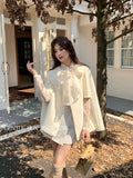 Fongt Xixi 2025 Autumn New White Standard Temperament Elegant Thousand Gold Wind Long-Sleeved Coat Cape Woman 86100