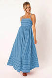 Fongt Spring And Summer Striped Suspenders Open Back Big Clear Fresh Air Dress-88111-Outfit