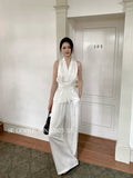 Fongt Xixi 2025 Spring New Temperament Linen Vest + High Waist Display Thin Leg Trousers Two Sets Of Women 89409