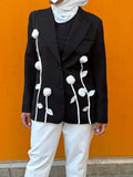 Fongt Elegant Suit 2025 Autumn And Winter New Design Three-Dimensional Flower Decoration Slim Thin Suit Jacket Woman