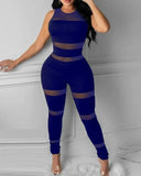 Casual Sheer Thick Strap Sleeveless Skinny
