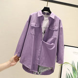 Blouses Shirts Tunic Womens Tops And Blouses 2020 Womenswear Long Sleeve Clothing Button Up Down White Double Pockets