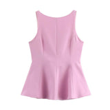Fongt Tie With Bare Back Vest 2025 Spring Sleeveless Waist Skirt Swing Women's Top