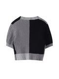 Style O-neck Short Knitted Sweaters Women Thin Cardigan Button Up 2023 Summer Casual Fashion Patchwork Crop Top