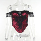 Fongt Summer New Women's Casual Pants Dark Sexy Body-In-Print Lace High-Waisted Flared