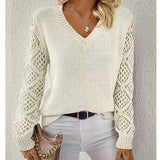 Fongt Sweater Women's Knitted Shirt Languid Languid Long Sleeve V Collar Hooded Top
