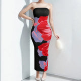 Fongt 2025 New Women's Temperament Fashion Elegant Bag Hips Shoulder-Print Dress