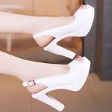 Plus Size 43 Women Platform High Heels 2021 Fashion Office Lady Peep Toe Pumps Party Wedding Bride Shoes