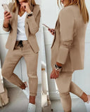 2023 Women's Suit Blazer Pants Elegant Outfit Casual Turn-down Collar Office Lady Long Sleeve Blazer Trousers костюм