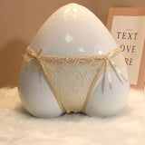 Fongt Thong Female Feeling Scarless Bow Knot Hollow Temptation Close To The Thin Low-Waist T Pants