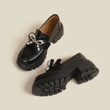Fongt Loafers Women Spring And Autumn Skirt A Foot Pedal British Style Small Leather Shoes Bow Casual Single