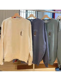 Women Cotton Beige Sweaters 2023 Fall Vintage O Neck Long Sleeves Letter Embroidery Sweaters Female Chic Pullovers-Outfit