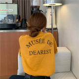 Fongt New 2024 Korean Version Simple Back Letter Print Short-Sleeved T-Shirt Women's Loose Round Collar With A Bottom