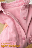 Women Pink Jeans Jacket Oversized Korean Style Single Breasted Chic Denim Coats Spring Autumn Cowboy Jackets