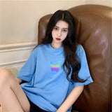 Fongt 2024 New Net Red Couples Wear Reflective Butterfly Short-Sleeve T-Shirt Female Ins Super Fire Short Student