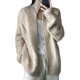 And Winter New Thick Turtleneck Knitted Cardigan Women's Loose Wool Sweater Cardigan Soft Female Jacket Top