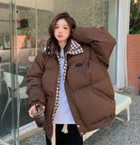 2024 Winter New Style Lazy Down Cotton Clothes Female Loose Standing Collar Short Cotton-Padded Jacket And Thick Bread Batch-Outfit