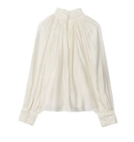 Fongt Women's Clothing Explosion Fashion Casual Temperament Collared Folded Top