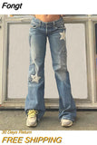 retro washed old five-pointed star printed dirty jeans with asymmetric stitching high waist straight tube y2k hem
