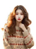 Fongt Autumn And Winter New Super Good-Looking Retro Lazy Wind Loose Yang Gas Age Reduction Knitting Shirt Bottom Top