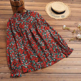 ZANZEA Elegant Long Puff Sleeve Party Shirt Women Stylish Floral Printed Blouse Spring Ruffles Blusas Casual Work