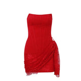 Fongt The Autumn Of 2025, The New Women's Sexy Lace Mesh Is A Word-Smeared And Straight-Up Dress Woman.