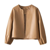 Quality PU Leather Jackets Women Spring Autumn Short Simple Coat Female Women Jacket