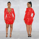 Fashion Women's Solid Color Net Gauze Hot Diamond Temperament Short Dress Dress-Outfit