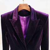 QUALITY Newest Fall Winter 2023 Designer Suit Set Women's Single Buttons Velvet Blazer Flare Pants