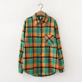 New Loose Design Cotton Plaid Shirt Women Young Style Long Sleeve Blouses Casual Shirts Lady Tops Clothes