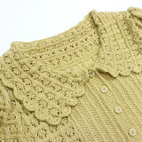 Women T-shirt Cute Button Short Sleeve Sweater Femme Single Breasted Peter Pan Collar Summer New
