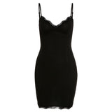 Fongt Summer Fashion Trend Women's New Sling Lace-Side Hip Repair Slimy Dress